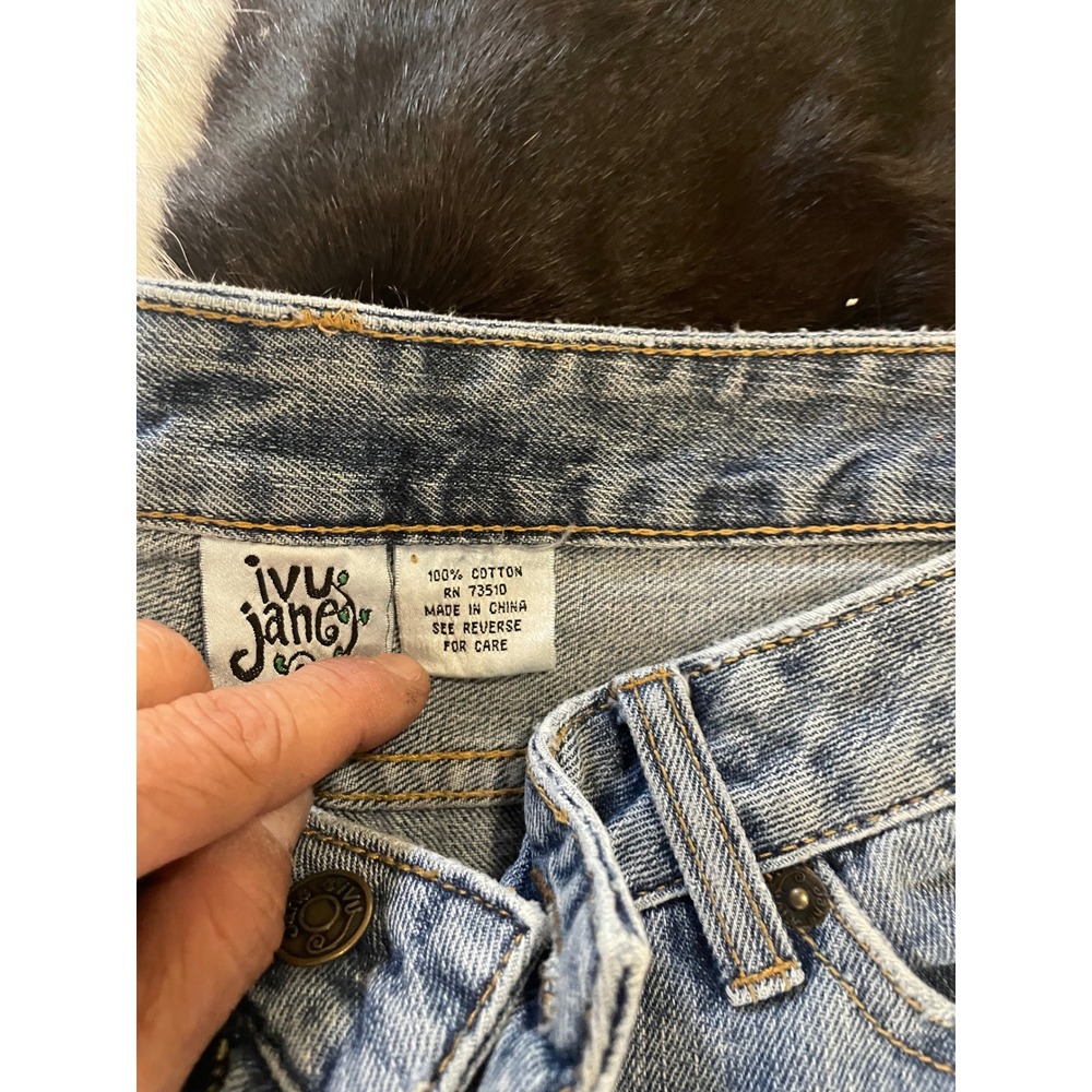 IVU Jane Jeans Y2K VTG Size 8 Light Wash Boot Cut Distressed Embellished Crosses - Picture 9 of 10